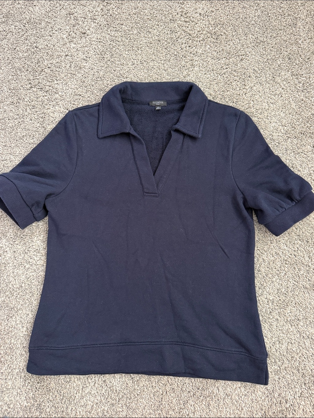 NWOT Talbots s/s Navy Cotton Sweatshirt Top , Med. Petite